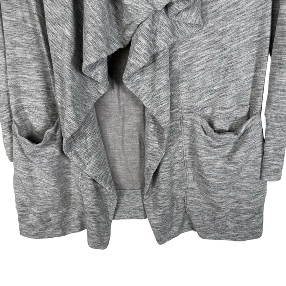Athleta Gray Waterfall Cardigan Sweater Womens Small Pockets Open Front Draped - Picture 2 of 8